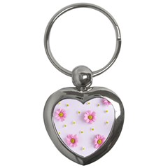 Springpurple Flower On A Purple Background Key Chain (heart) by nateshop