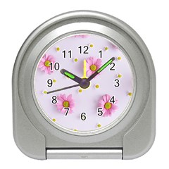 Springpurple Flower On A Purple Background Travel Alarm Clock by nateshop