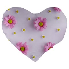 Springpurple Flower On A Purple Background Large 19  Premium Flano Heart Shape Cushions by nateshop