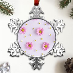 Springpurple Flower On A Purple Background Metal Small Snowflake Ornament by nateshop