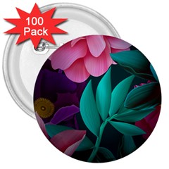 Flowers, Mate, Pink, Purple, Stock Wall 3  Buttons (100 Pack)  by nateshop