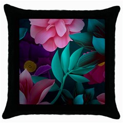 Flowers, Mate, Pink, Purple, Stock Wall Throw Pillow Case (black) by nateshop