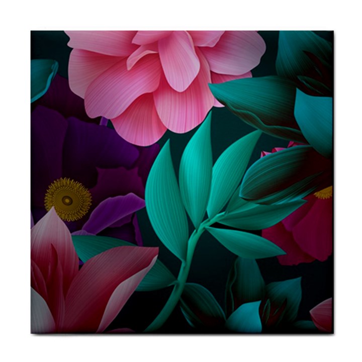 flowers, Mate, Pink, Purple, Stock Wall Tile Coaster