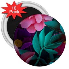 Flowers, Mate, Pink, Purple, Stock Wall 3  Magnets (10 Pack)  by nateshop