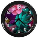 flowers, Mate, Pink, Purple, Stock Wall Wall Clock (Black) Front