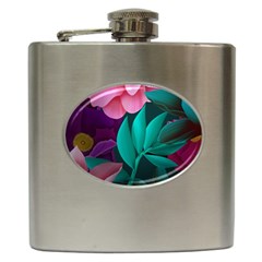 Flowers, Mate, Pink, Purple, Stock Wall Hip Flask (6 Oz) by nateshop