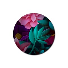 Flowers, Mate, Pink, Purple, Stock Wall Rubber Round Coaster (4 Pack) by nateshop