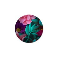 Flowers, Mate, Pink, Purple, Stock Wall Golf Ball Marker by nateshop