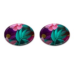 Flowers, Mate, Pink, Purple, Stock Wall Cufflinks (oval) by nateshop