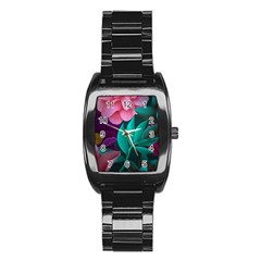 Flowers, Mate, Pink, Purple, Stock Wall Stainless Steel Barrel Watch by nateshop