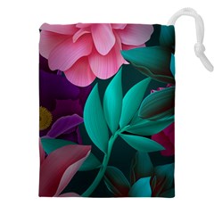 Flowers, Mate, Pink, Purple, Stock Wall Drawstring Pouch (4xl) by nateshop