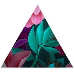 Flowers, Mate, Pink, Purple, Stock Wall Wooden Puzzle Triangle by nateshop