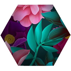 Flowers, Mate, Pink, Purple, Stock Wall Wooden Puzzle Hexagon