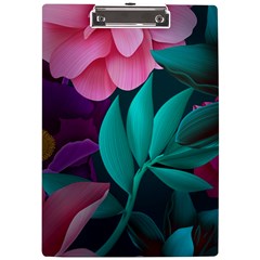 Flowers, Mate, Pink, Purple, Stock Wall A4 Acrylic Clipboard by nateshop