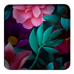 Flowers, Mate, Pink, Purple, Stock Wall Square Glass Fridge Magnet (4 Pack) by nateshop