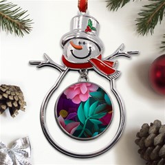 Flowers, Mate, Pink, Purple, Stock Wall Metal Snowman Ornament by nateshop