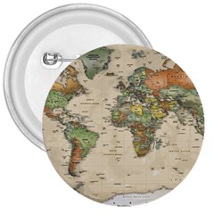 Vintage World Map Aesthetic 3  Buttons by Cemarart