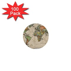 Vintage World Map Aesthetic 1  Mini Buttons (100 Pack)  by Cemarart