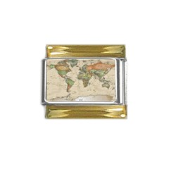 Vintage World Map Aesthetic Gold Trim Italian Charm (9mm) by Cemarart