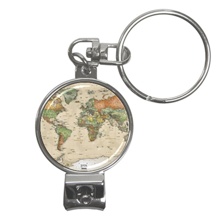 Vintage World Map Aesthetic Nail Clippers Key Chain