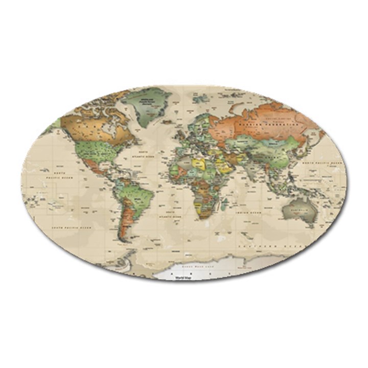 Vintage World Map Aesthetic Oval Magnet