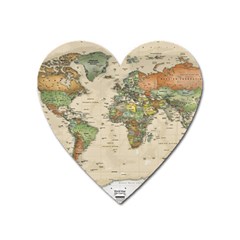 Vintage World Map Aesthetic Heart Magnet by Cemarart