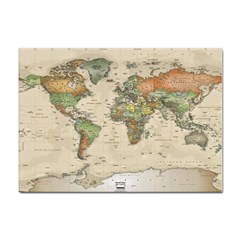 Vintage World Map Aesthetic Sticker A4 (10 Pack) by Cemarart