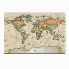 Vintage World Map Aesthetic Postcard 4 x 6  (pkg Of 10) by Cemarart