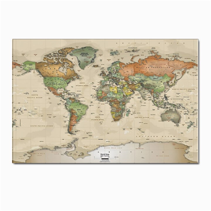 Vintage World Map Aesthetic Postcard 4 x 6  (Pkg of 10)