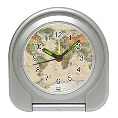 Vintage World Map Aesthetic Travel Alarm Clock by Cemarart