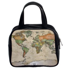 Vintage World Map Aesthetic Classic Handbag (two Sides) by Cemarart