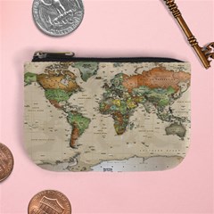 Vintage World Map Aesthetic Mini Coin Purse by Cemarart