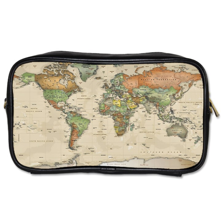 Vintage World Map Aesthetic Toiletries Bag (One Side)