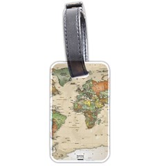 Vintage World Map Aesthetic Luggage Tag (two Sides) by Cemarart