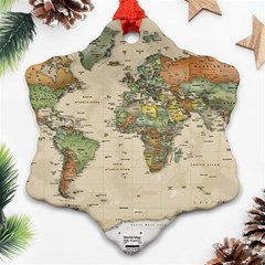 Vintage World Map Aesthetic Ornament (snowflake) by Cemarart