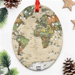 Vintage World Map Aesthetic Oval Filigree Ornament (Two Sides) Back