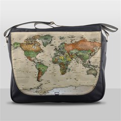 Vintage World Map Aesthetic Messenger Bag by Cemarart