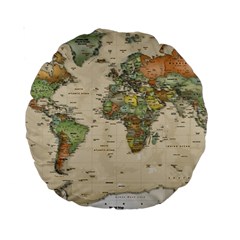 Vintage World Map Aesthetic Standard 15  Premium Round Cushions by Cemarart