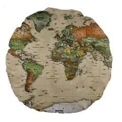 Vintage World Map Aesthetic Large 18  Premium Round Cushions by Cemarart