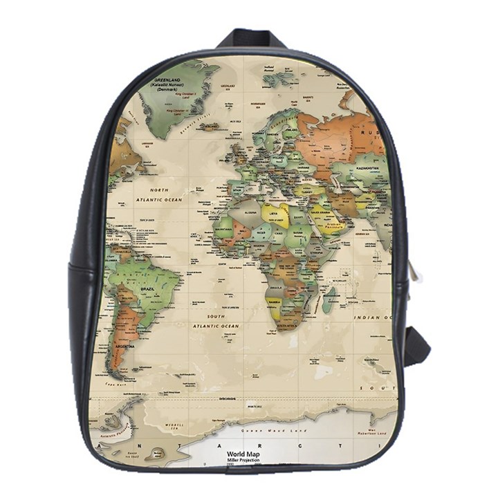 Vintage World Map Aesthetic School Bag (XL)