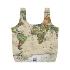 Vintage World Map Aesthetic Full Print Recycle Bag (m) by Cemarart