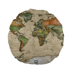 Vintage World Map Aesthetic Standard 15  Premium Flano Round Cushions by Cemarart