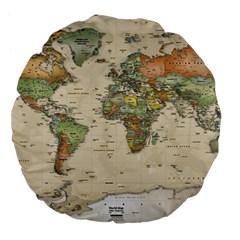 Vintage World Map Aesthetic Large 18  Premium Flano Round Cushions by Cemarart