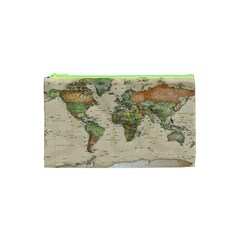 Vintage World Map Aesthetic Cosmetic Bag (xs) by Cemarart