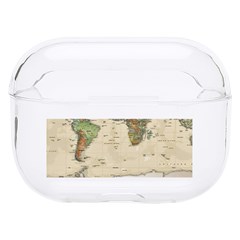 Vintage World Map Aesthetic Hard Pc Airpods Pro Case by Cemarart