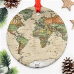 Vintage World Map Aesthetic Ornament (Round) Front