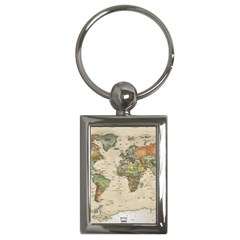 Vintage World Map Aesthetic Key Chain (rectangle) by Cemarart