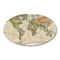 Vintage World Map Aesthetic Oval Magnet by Cemarart