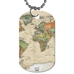 Vintage World Map Aesthetic Dog Tag (one Side) by Cemarart