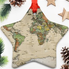 Vintage World Map Aesthetic Star Ornament (two Sides) by Cemarart